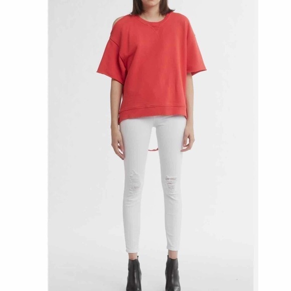 Hudson Cut Sleeve Pullover Grunge Distressed Sweatshirt Size Small - Picture 7 of 15